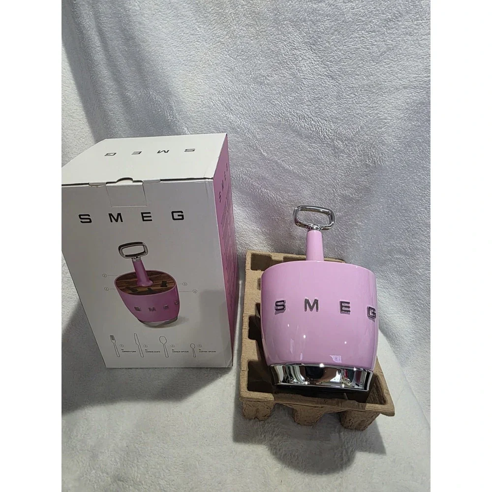 New SMEG Cutlery Caddy (Only Holder) Pastel Pink 50's Style Limited Edition Rare